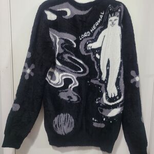 Ripndip Black, White & Gray Graphic Crewneck Sweater